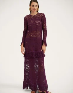 La DoubleJ Vestiti<Lacey Long Sleeve Swing DressPlaza Purple in Macram&eacute;