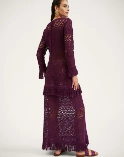 La DoubleJ Vestiti<Lacey Long Sleeve Swing DressPlaza Purple in Macram&eacute;