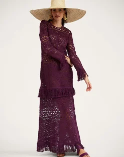 La DoubleJ Vestiti<Lacey Long Sleeve Swing DressPlaza Purple in Macramé