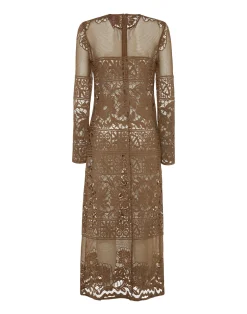 La DoubleJ Vestiti<Lacey Long Sleeve Swing DressMilitary Green in Cotton Lace