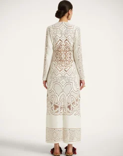 La DoubleJ Vestiti<Lacey Long Sleeve Swing DressSolid White Smoke in Embroidered Cotton