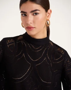 La DoubleJ Camicie E Top<Lacey Make An Exit TopSolid Black in Embroidered Cotton