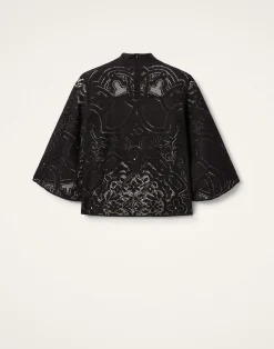 La DoubleJ Camicie E Top<Lacey Make An Exit TopSolid Black in Embroidered Cotton
