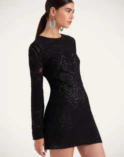 La DoubleJ Vestiti<Lacey Mini Supreme Swing DressSolid Black in Embroidered Cotton