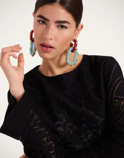 La DoubleJ Vestiti<Lacey Mini Supreme Swing DressSolid Black in Embroidered Cotton