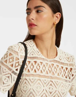 La DoubleJ Vestiti<Lacey Mini Swing DressPlaza Cream in Macram&eacute;