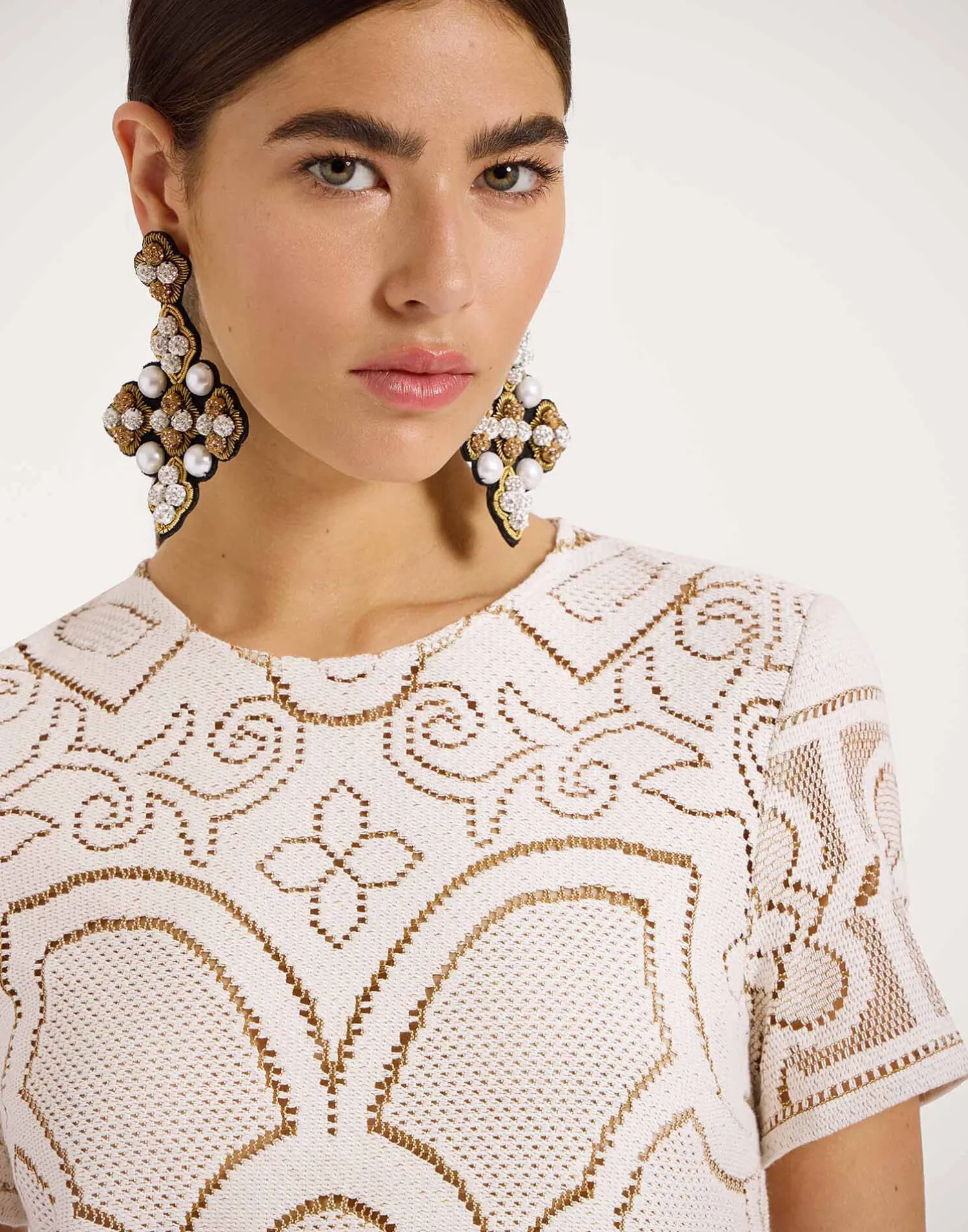 La DoubleJ Vestiti<Lacey Mini Swing DressSolid White Smoke in Embroidered Cotton