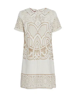 La DoubleJ Vestiti<Lacey Mini Swing DressSolid White Smoke in Embroidered Cotton