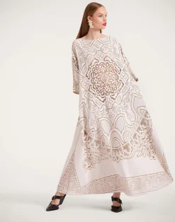 La DoubleJ Vestiti<Lacey Muumuu DressSolid White Smoke in Embroidered Cotton