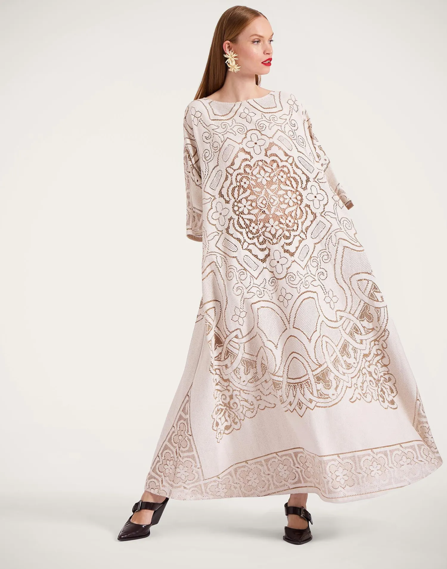 La DoubleJ Vestiti<Lacey Muumuu DressSolid White Smoke in Embroidered Cotton