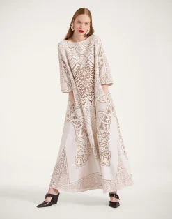 La DoubleJ Vestiti<Lacey Muumuu DressSolid White Smoke in Embroidered Cotton
