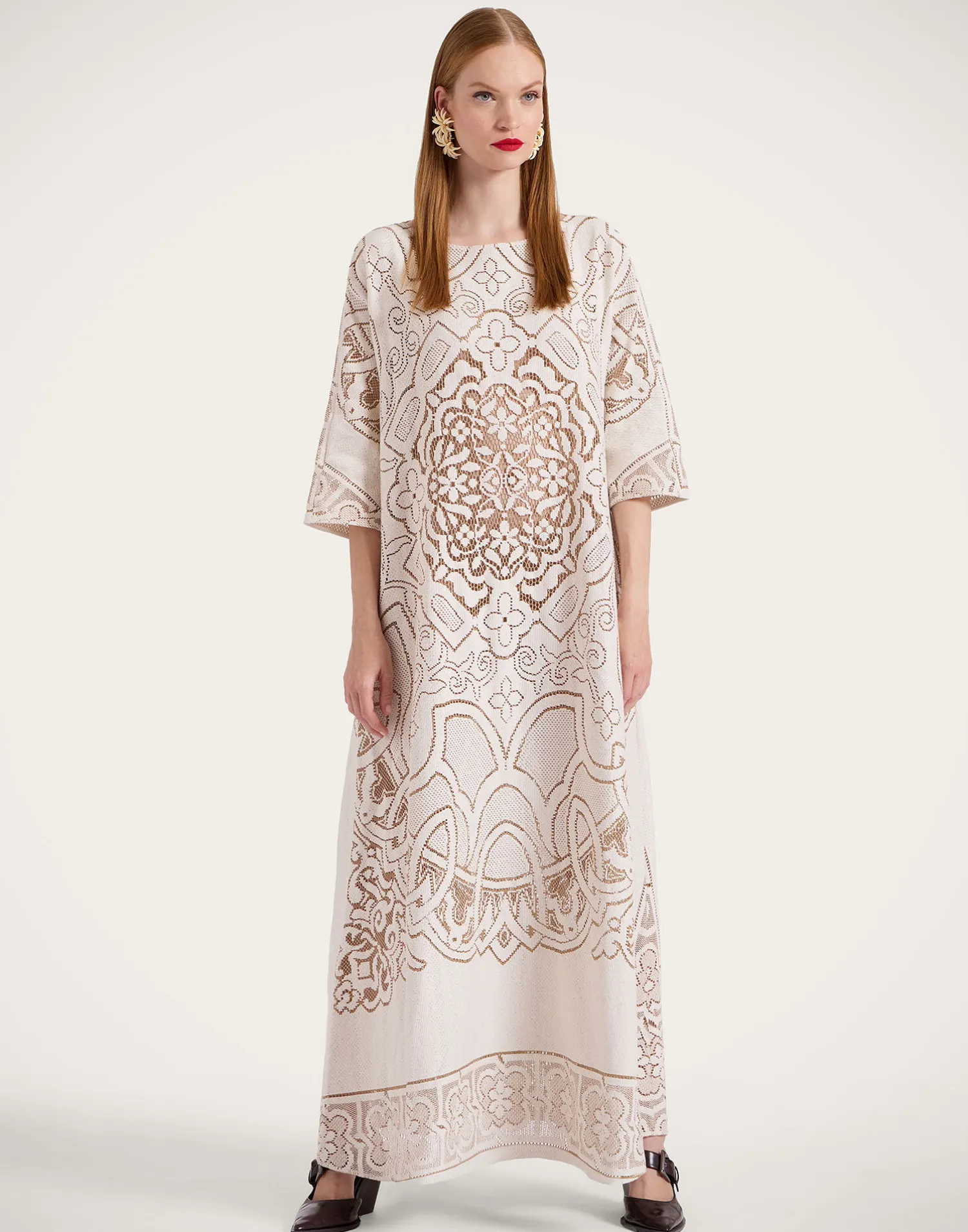 La DoubleJ Vestiti<Lacey Muumuu DressSolid White Smoke in Embroidered Cotton