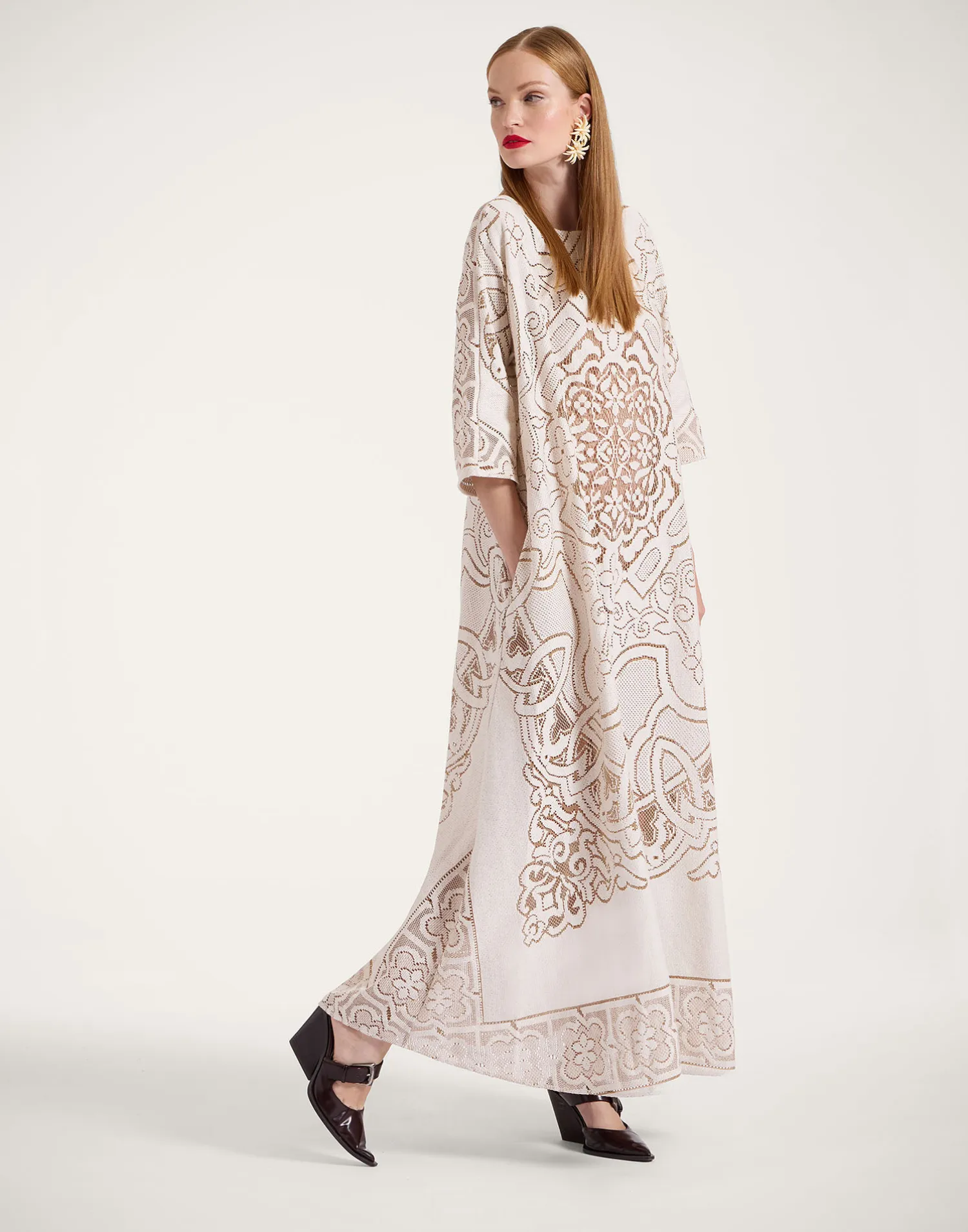 La DoubleJ Vestiti<Lacey Muumuu DressSolid White Smoke in Embroidered Cotton