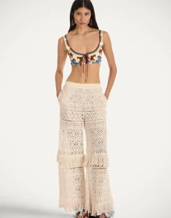 La DoubleJ Pantaloni E Shorts<Lacey Palazzo PantsPlaza Cream in Macram&eacute;