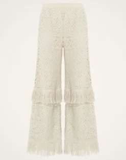La DoubleJ Pantaloni E Shorts<Lacey Palazzo PantsPlaza Cream in Macramé