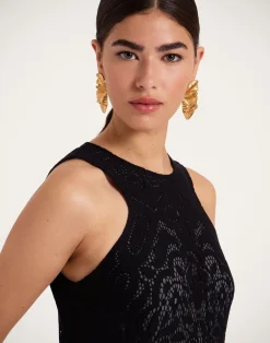 La DoubleJ Vestiti<Lacey Racer DressSolid Black in Embroidered Cotton