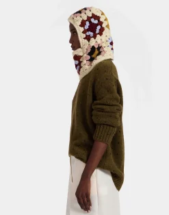 La DoubleJ Accessories|Cappelli<Lacey SnoodFlower Tile Ivory in Wool Crochet