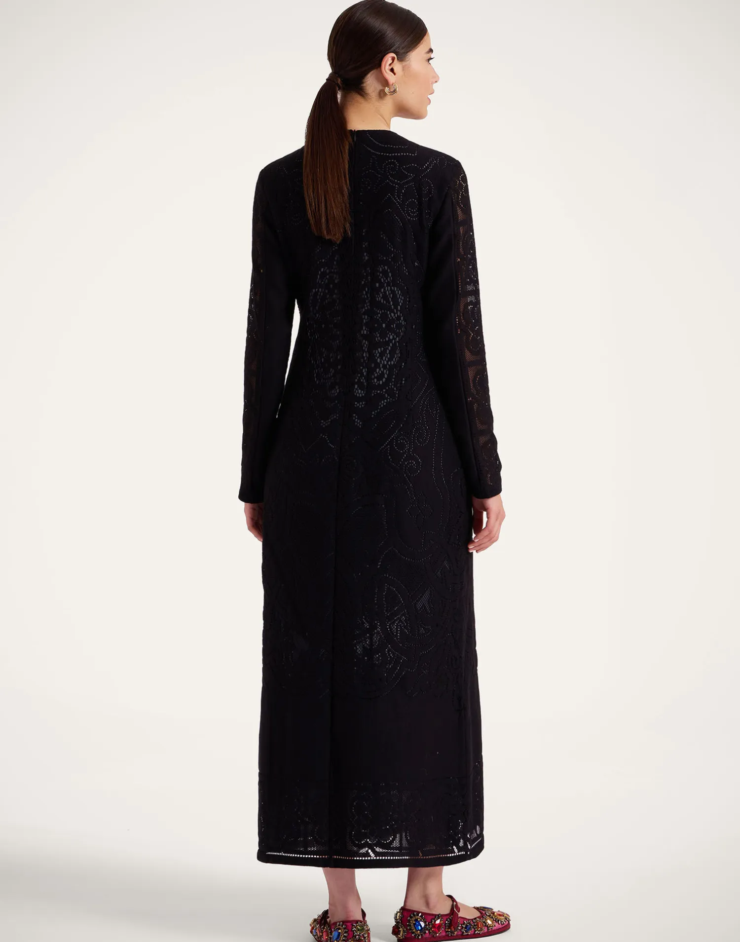La DoubleJ Vestiti<Lacey Swing DressSolid Black in Embroidered Cotton