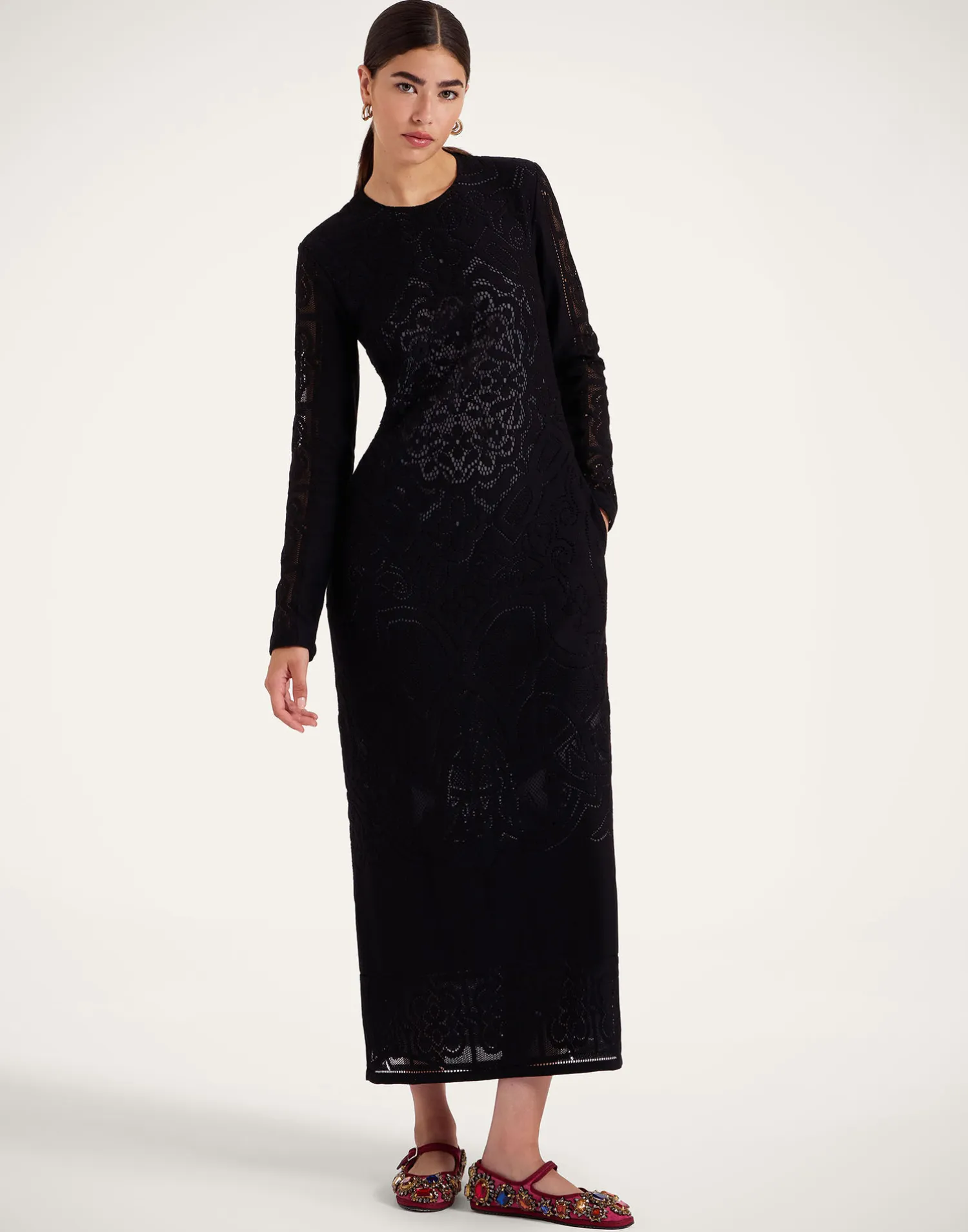 La DoubleJ Vestiti<Lacey Swing DressSolid Black in Embroidered Cotton