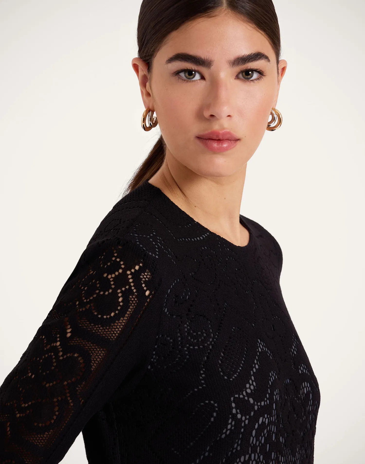 La DoubleJ Vestiti<Lacey Swing DressSolid Black in Embroidered Cotton