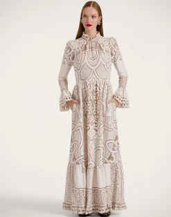 La DoubleJ Vestiti<Lacey Visconti DressSolid White Smoke in Embroidered Cotton