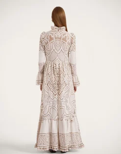 La DoubleJ Vestiti<Lacey Visconti DressSolid White Smoke in Embroidered Cotton