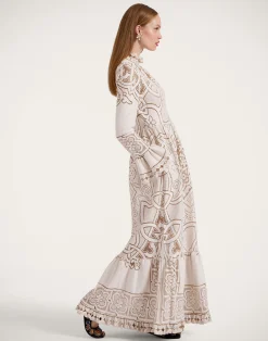La DoubleJ Vestiti<Lacey Visconti DressSolid White Smoke in Embroidered Cotton