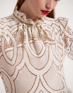 La DoubleJ Vestiti<Lacey Visconti DressSolid White Smoke in Embroidered Cotton