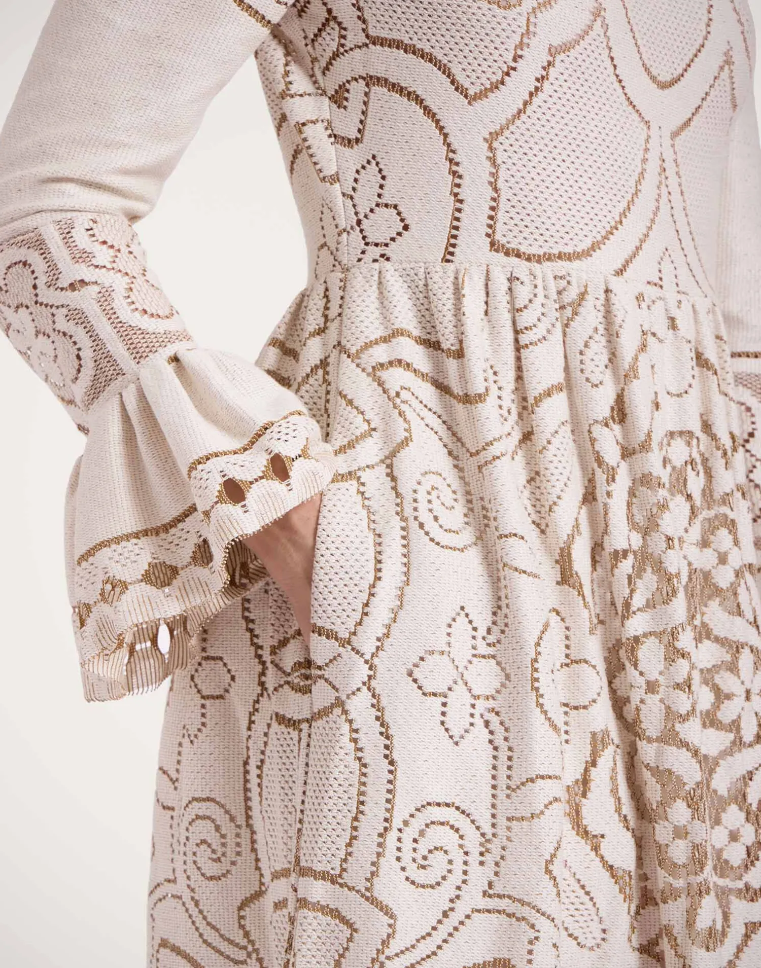 La DoubleJ Vestiti<Lacey Visconti DressSolid White Smoke in Embroidered Cotton