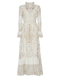 La DoubleJ Vestiti<Lacey Visconti DressSolid White Smoke in Embroidered Cotton