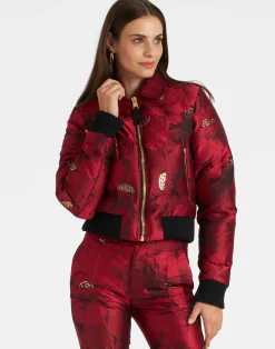 La DoubleJ Capispalla<La Comasca Puffer BomberRuby Red in Jacquard