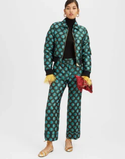 La DoubleJ Capispalla<La Comasca Puffer BomberWinter Sun Emerald in Jacquard