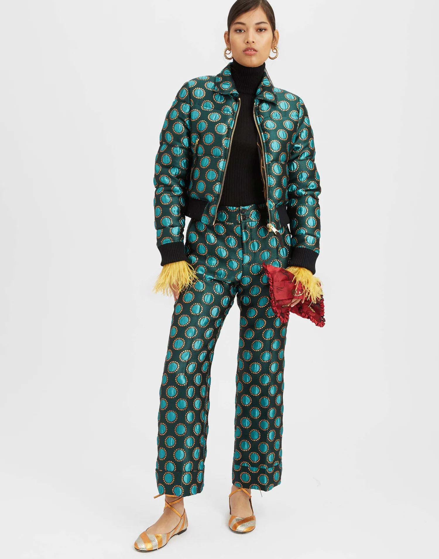 La DoubleJ Capispalla<La Comasca Puffer BomberWinter Sun Emerald in Jacquard