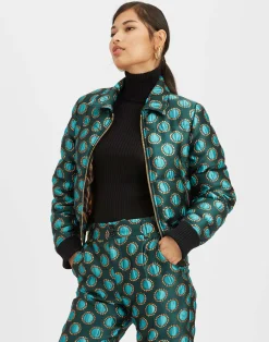 La DoubleJ Capispalla<La Comasca Puffer BomberWinter Sun Emerald in Jacquard