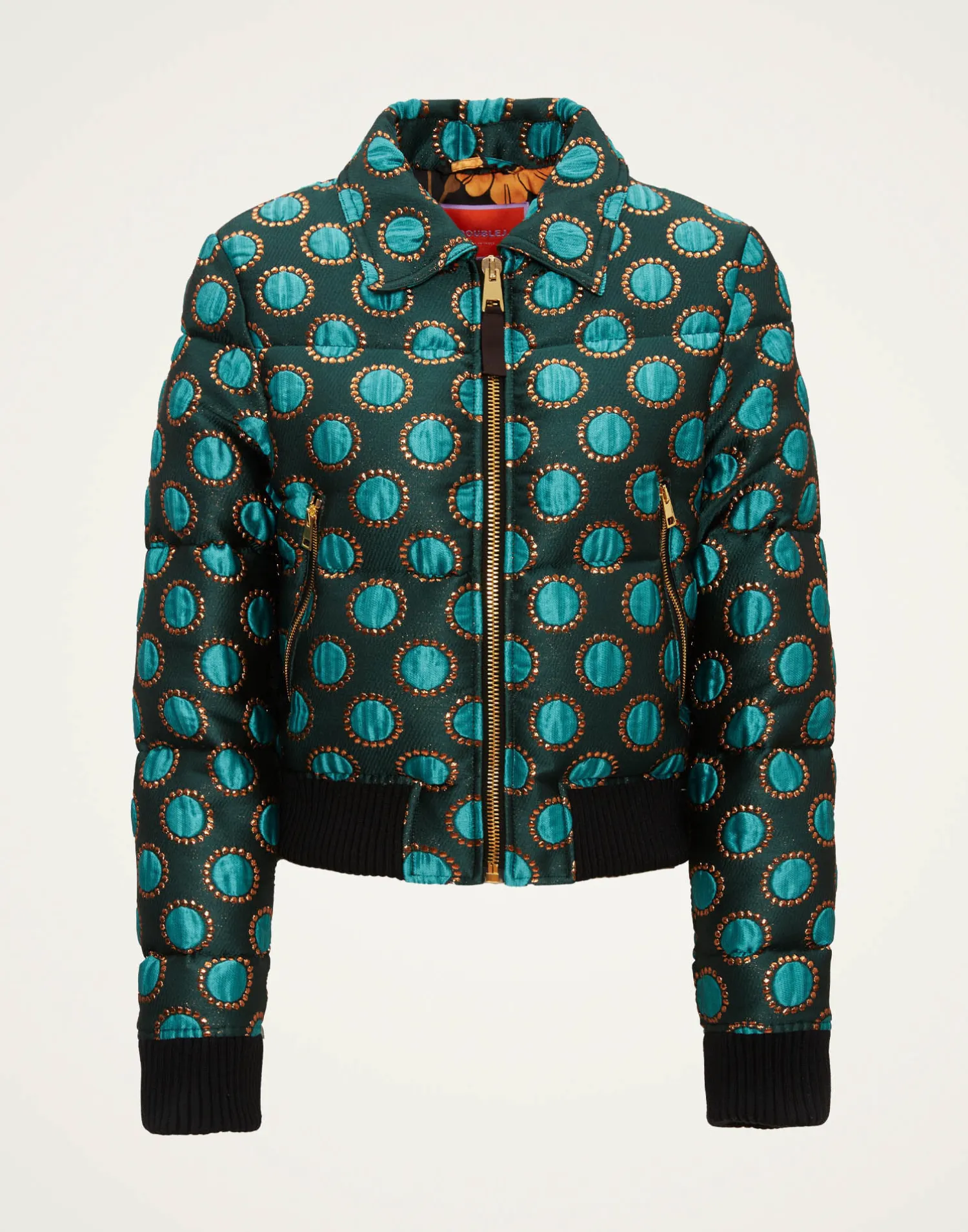 La DoubleJ Capispalla<La Comasca Puffer BomberWinter Sun Emerald in Jacquard
