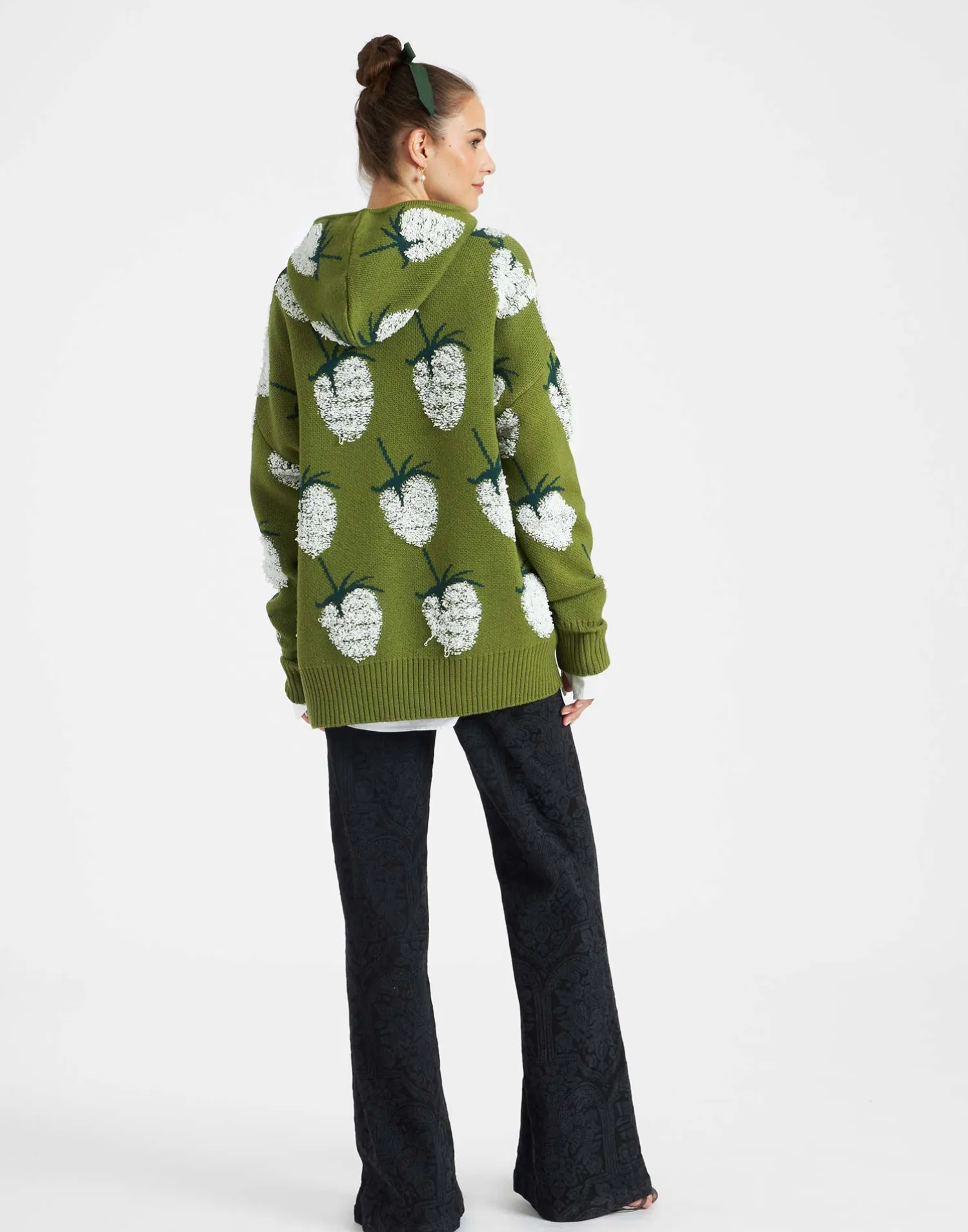 La DoubleJ Maglieria<Lampone HoodieGreen in Jacquard