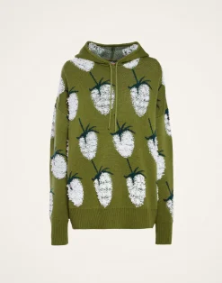 La DoubleJ Maglieria<Lampone HoodieGreen in Jacquard