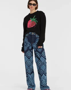 La DoubleJ Maglieria<Lampone SweaterBlack in Wool Embroidered
