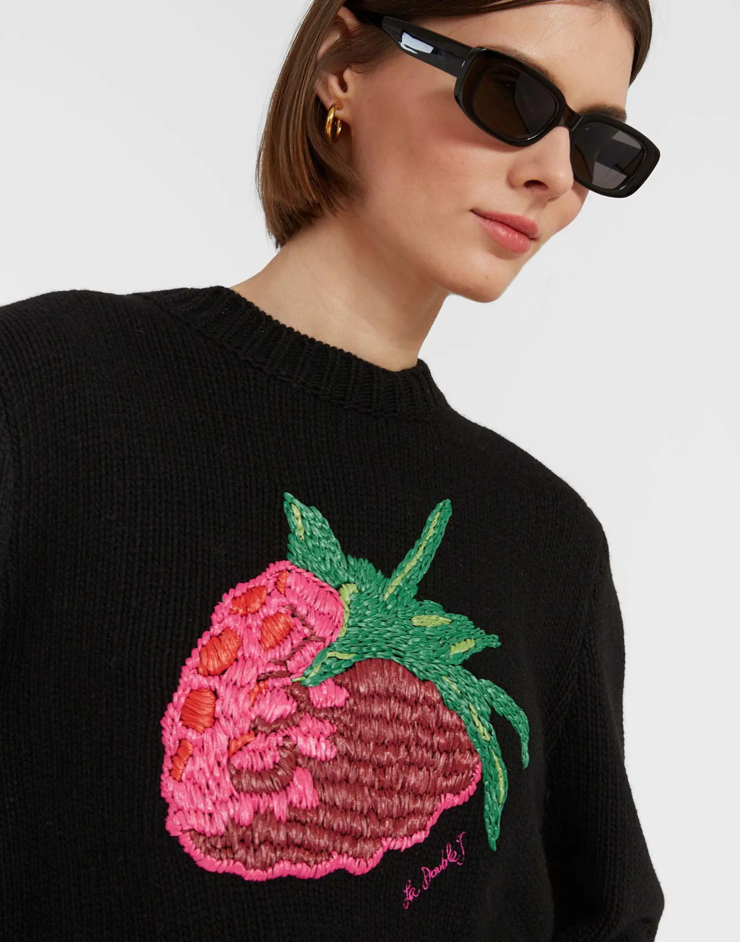 La DoubleJ Maglieria<Lampone SweaterBlack in Wool Embroidered