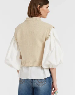 La DoubleJ Maglieria<Lampone VestBeige in Wool Embroidered