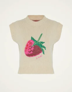 La DoubleJ Maglieria<Lampone VestBeige in Wool Embroidered