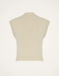 La DoubleJ Maglieria<Lampone VestBeige in Wool Embroidered