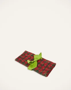 La DoubleJ Tovaglioli|Tessili<Large Napkins Set Of 2Cherries Verde in Linen