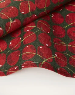 La DoubleJ Tovaglioli|Tessili<Large Napkins Set Of 2Cherries Verde in Linen
