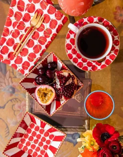 La DoubleJ Tovaglioli|Tessili<Large Napkins Set Of 2Cherries Avorio in Linen