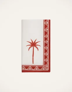 La DoubleJ Tessili<Large Napkins Set Of 2Date Palms Brick in Linen