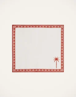 La DoubleJ Tessili<Large Napkins Set Of 2Date Palms Brick in Linen