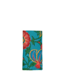 La DoubleJ Tovaglioli|Tessili<Large Napkins Set Of 2Dragon Flower Turchese in Linen
