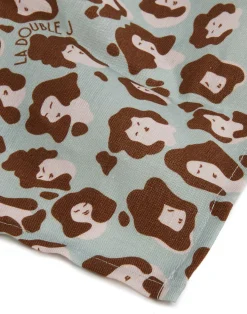 La DoubleJ Tovaglioli|Tessili<Large Napkins Set Of 2Lady Leopard Acqua in Linen