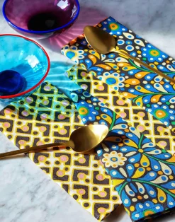 La DoubleJ Tovaglioli|Tessili<Large Napkins Set Of 2Puzzle Rosa in Linen